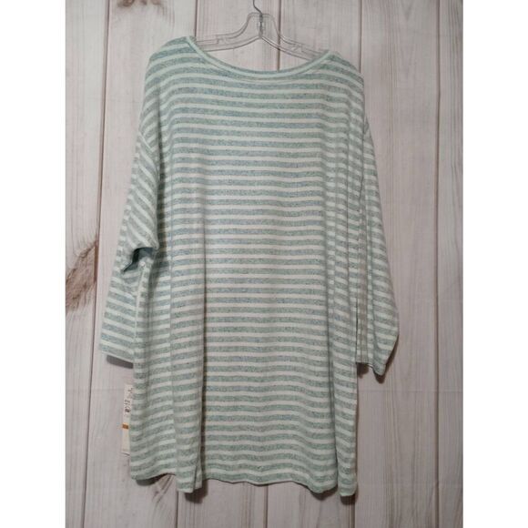 Ruby Rd Sweater Ladies 3x Green Cream‎ Light Weight Scoop Neck - Picture 2 of 7